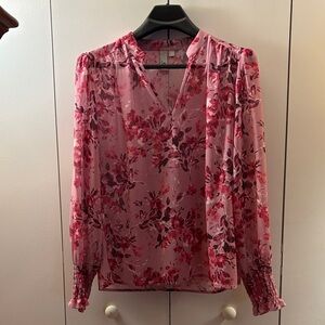 Kut from the Kloth Sheer Pink Floral Blouse